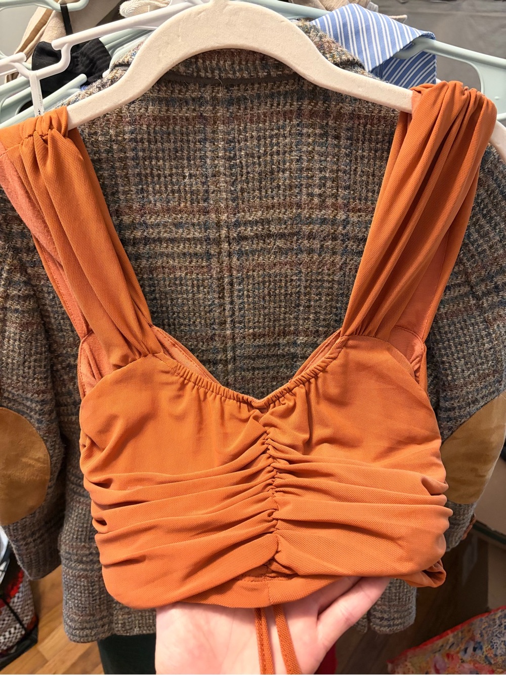 Lulu's Rust Orange Ruched Front Crop Top - Picture 2 of 3